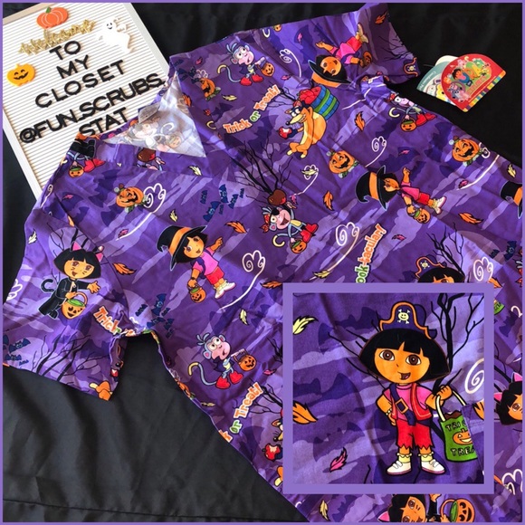 Scrub top 🎃Dora Trick-or-Treat👻 - Picture 3 of 8